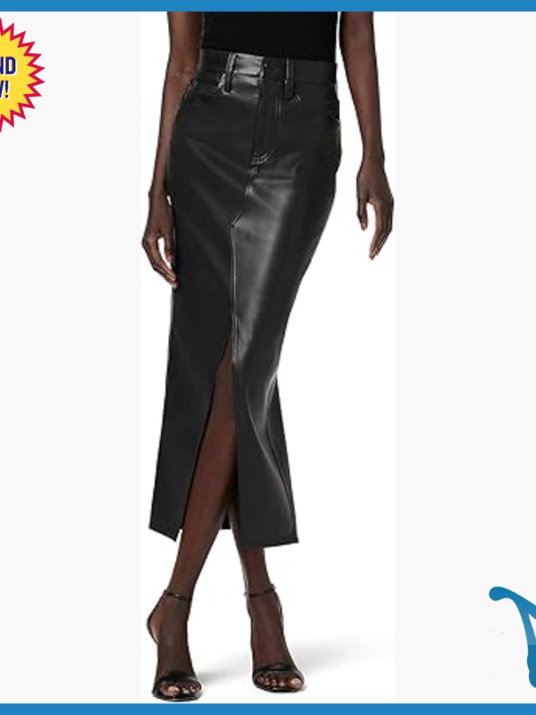 Reconstructed Midi Skirt With High Slit, Premium Stretch Denim